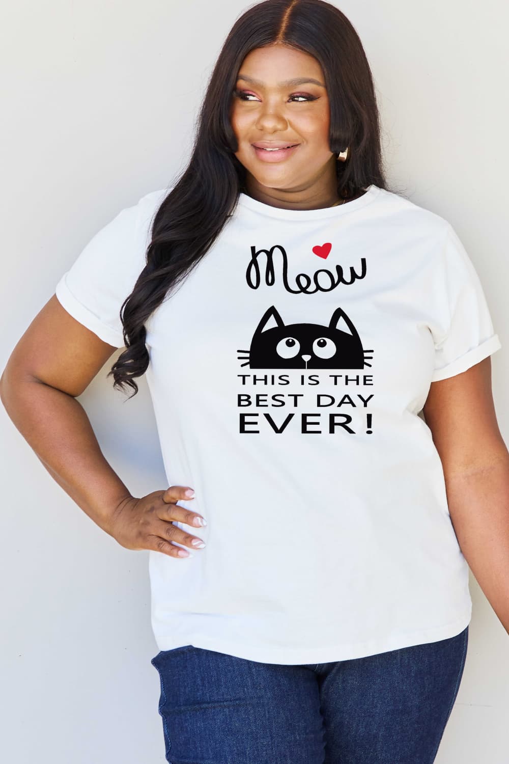 MEOW THIS IS THE BEST DAY EVER! Graphic Cotton T-Shirt