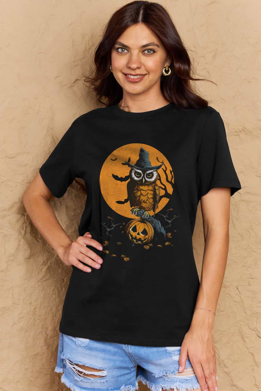 Halloween Theme Graphic Cotton T-Shirt