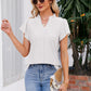 Notched Neck Puff Sleeve Blouse