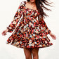 Floral Smocked Balloon Sleeve Tiered Dress