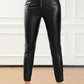 Zip Up PU Leather Skinny Cropped Pants