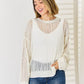 Openwork Ribbed Trim Long Sleeve Knit Top