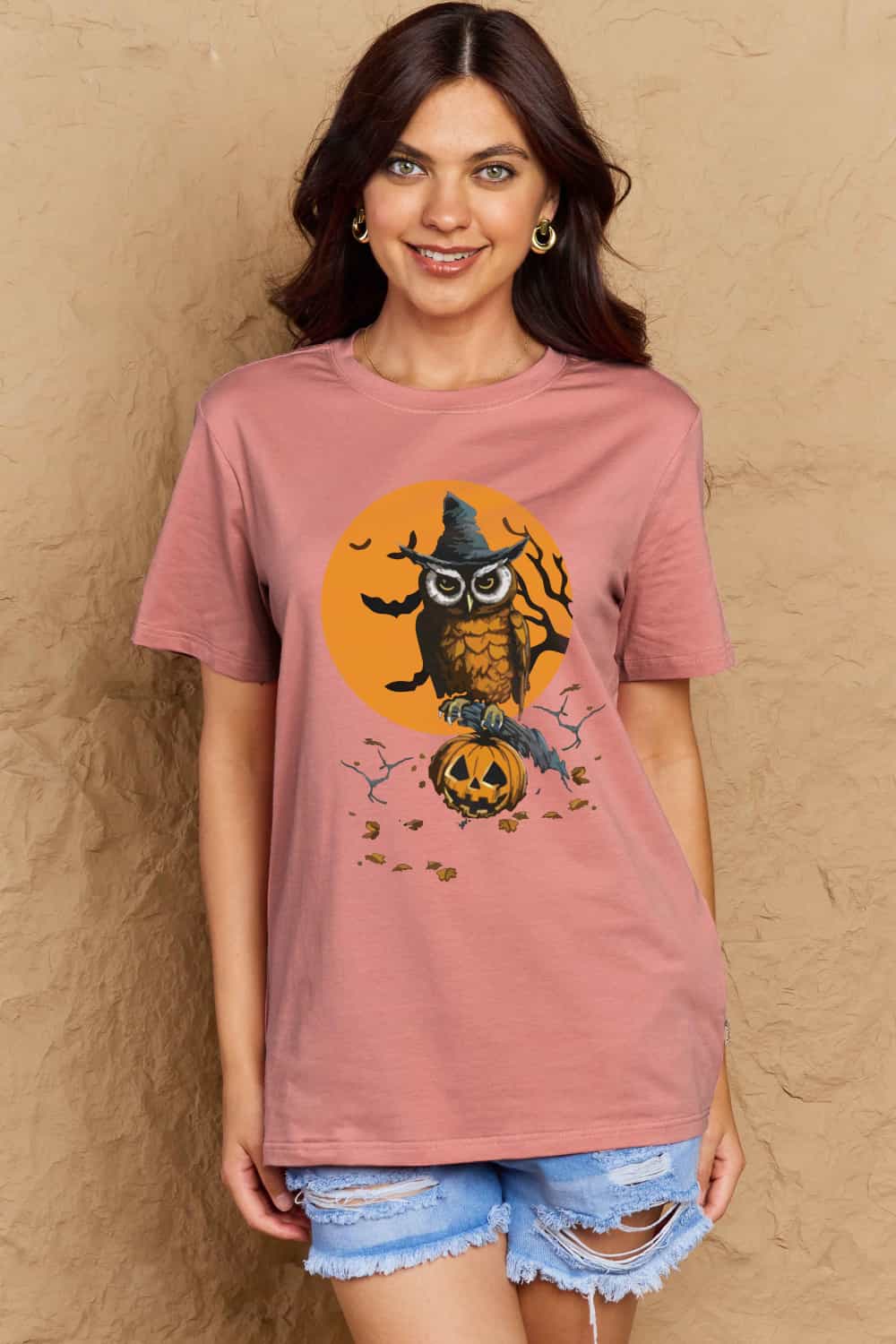 Halloween Theme Graphic Cotton T-Shirt