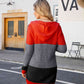 Color Block Open Front Hooded Cardigan