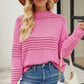 Round Neck Openwork Long Sleeve Pullover Sweater