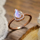 Moonstone Teardrop 925 Sterling Silver Halo Ring