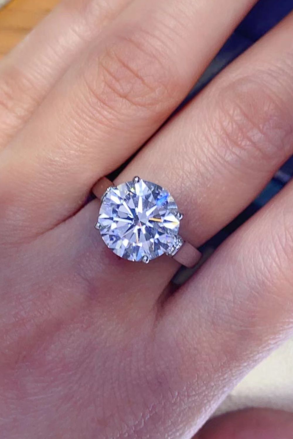 5 Carat Moissanite Platinum-Plated Ring