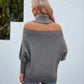 Off Shoulder Turtleneck Batwing Sleeve Sweater