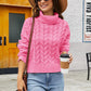 Turtleneck Cable-Knit  Long Sleeve Sweater