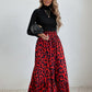Printed Ruffle Hem Midi Skirt