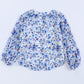 Girls Printed Notched Neck Puff Sleeve Blouse