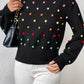 Pom-Pom Trim Mock Neck Long Sleeve Pullover Sweater