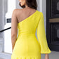 Cutout One-Shoulder Tied Dress