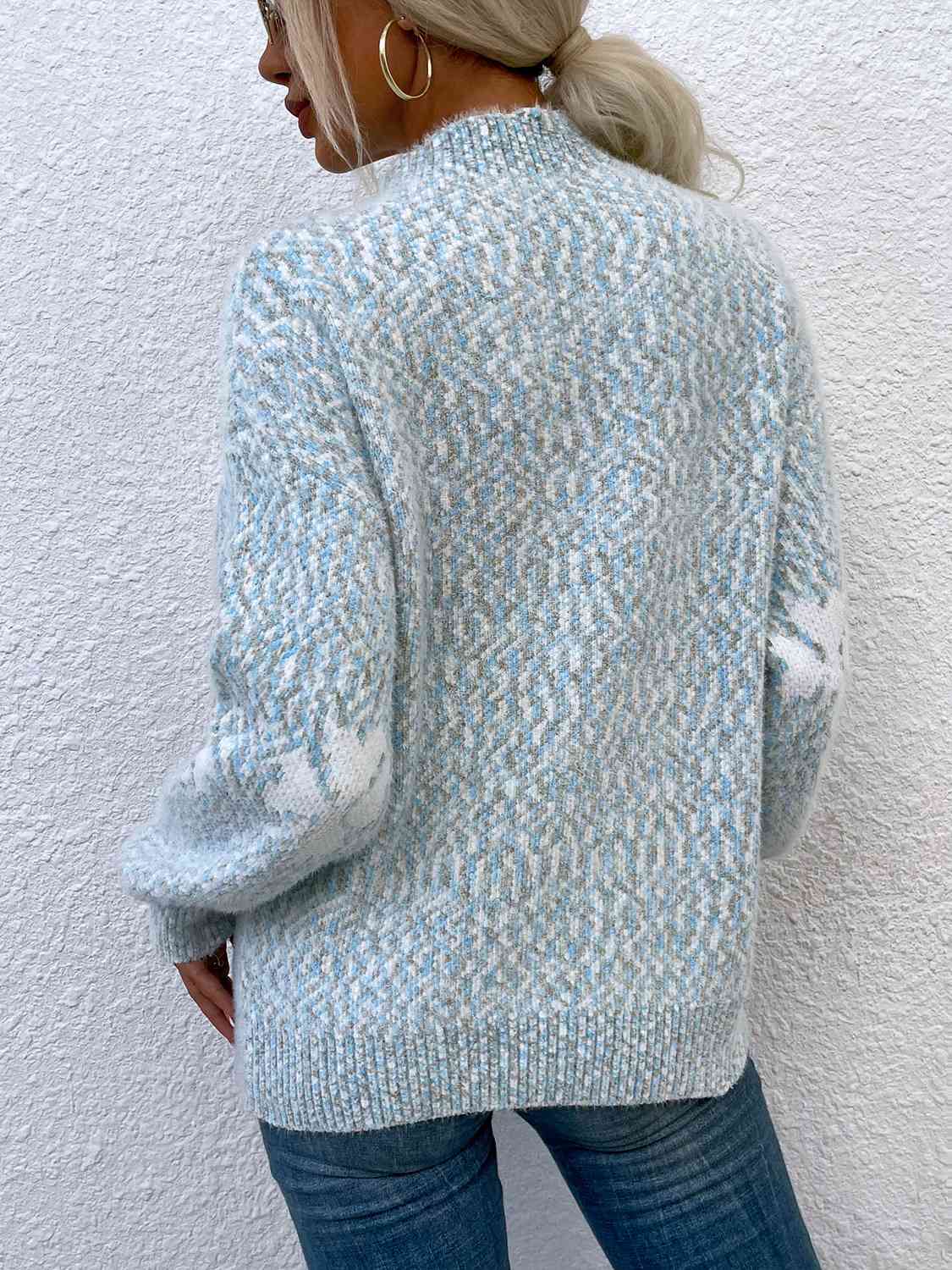 Four Leaf Clover Mock Neck Sweater