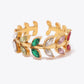 Zircon 18K Gold-Plated Leaf Open Ring