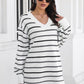 Striped V-Neck Sweater Dress