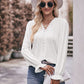 Eyelet V-Neck Flounce Sleeve Blouse