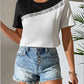 Contrast Color Round Neck Short Sleeve Tee