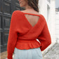 Tie Waist Ruffle Hem Sweater