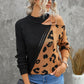 Leopard  Block Turtleneck Sweater