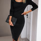 Rib-Knit Slit Sweater Dress