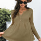 Button Front Waffle Knit Babydoll Top