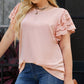 Plus Size Butterfly Sleeve Round Neck Top