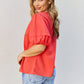 Petal Dew Sweet Innocence Full Size Puff Short Sleeve Top In Tomato