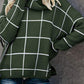 Plaid Turtleneck Drop Shoulder Sweater