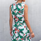 Printed Zip Detail Belted Sleeveless Dress