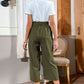 Round Neck Short Sleeve Top and Belted Pants Set