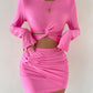Twisted Round Neck Top and Skirt Set