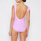 Ruffle Faux Wrap One-Piece in Carnation Pink
