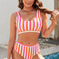 Striped Scoop Neck Two-Piece Swimsuit