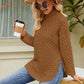 Slit Long Sleeve Mock Neck Sweater