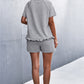 Raglan Sleeve Ruffle Hem Top and Shorts Set with Pockets