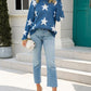 Star Round Neck Dropped Shoulder Sweater