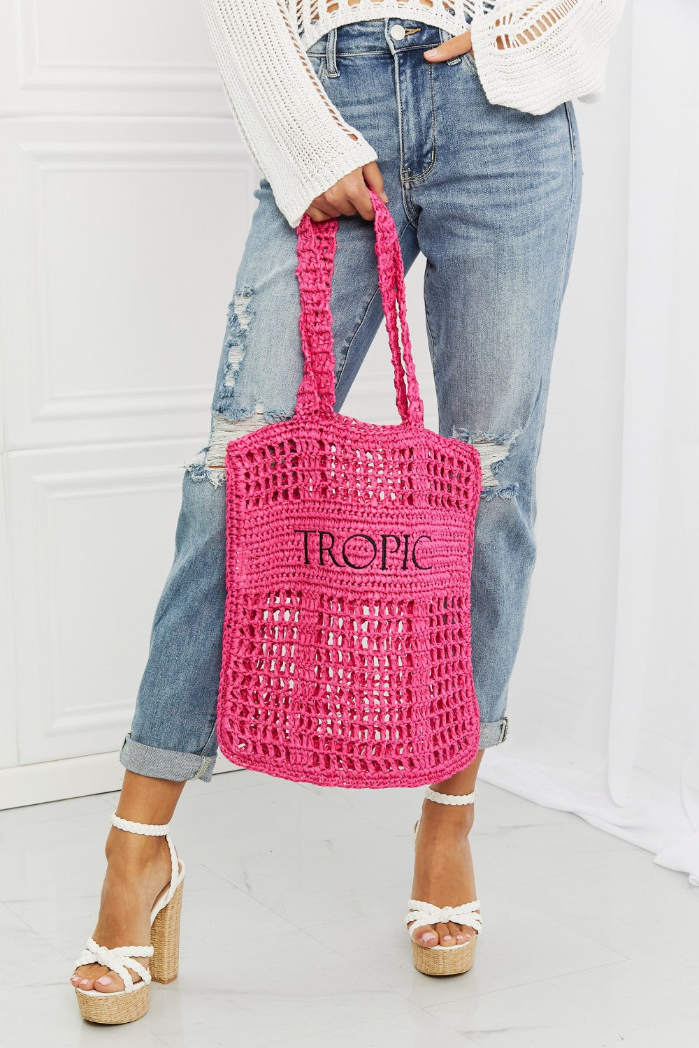 Fame Tropic Babe Straw Tote Bag