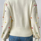 Pom-Pom Trim Mock Neck Long Sleeve Pullover Sweater