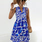 Printed Notched Sleeveless Tiered Dress