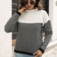 Two-Tone Mock Neck Dropped Shoulder Pullover Sweater