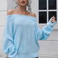 Off-Shoulder Ribbed Long Sleeve Pullover Sweater