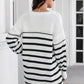 Striped V-Neck Drop Shoulder Sweater Dress