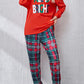 ALL IS BRIGHT Round Neck Top and Plaid Pants Lounge Set