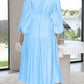 Deep V-Neck Balloon Sleeve Plain Maxi Dress