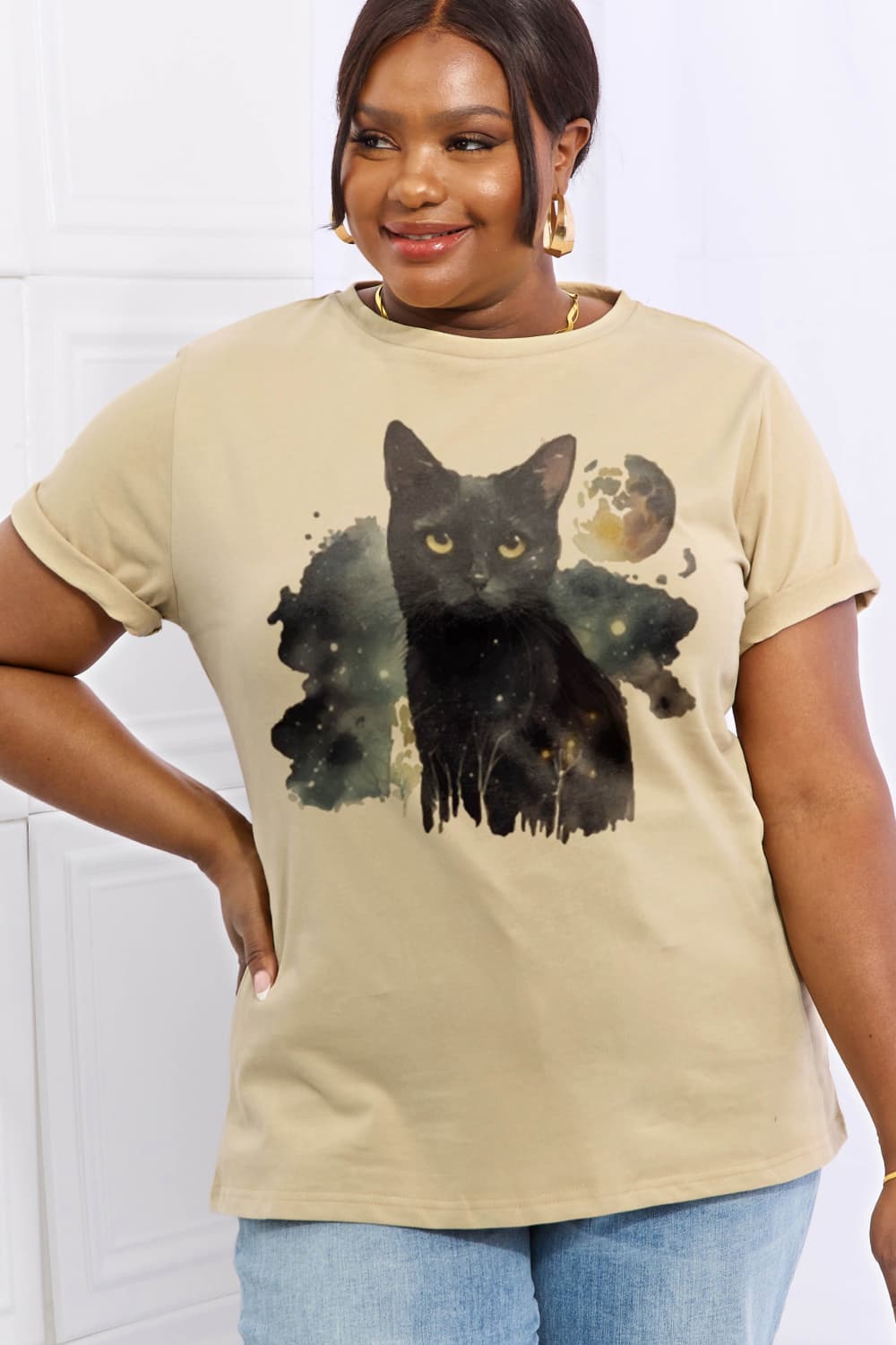Black Cat Graphic Cotton Tee