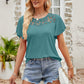 Spliced Lace Flutter Sleeve Top