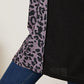 Leopard Waffle-Knit Buttoned Long Sleeve Blouse