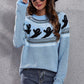 Ghost Pattern Round Neck Long Sleeve Sweater