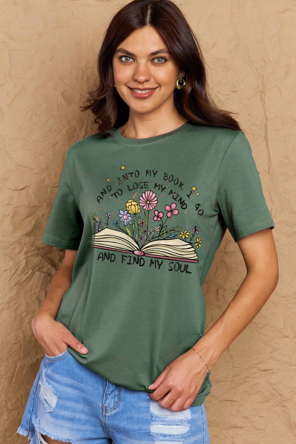Book & Flower Graphic Cotton Tee